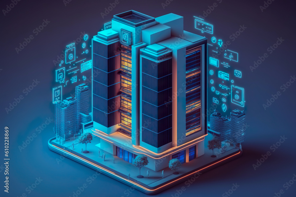 Poster modern smart home systems of smart building , the smart home is isolated background , created with g