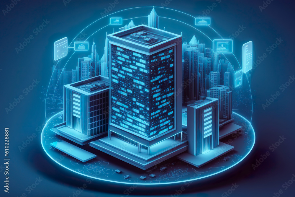 Poster modern smart home systems of smart building , the smart home is isolated background , created with g