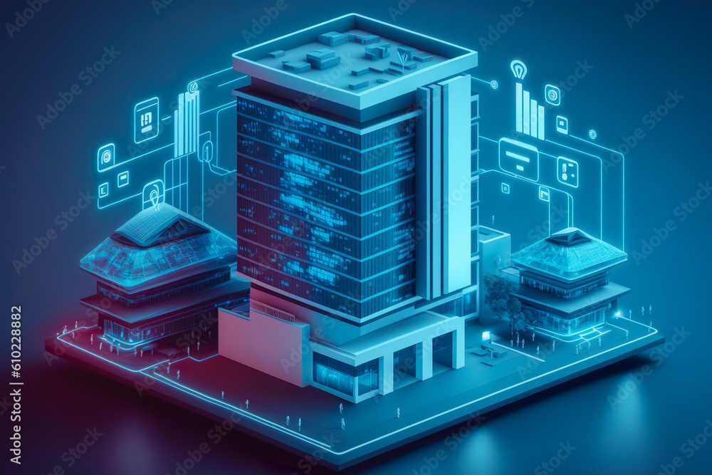 Poster modern smart home systems of smart building , the smart home is isolated background , created with g