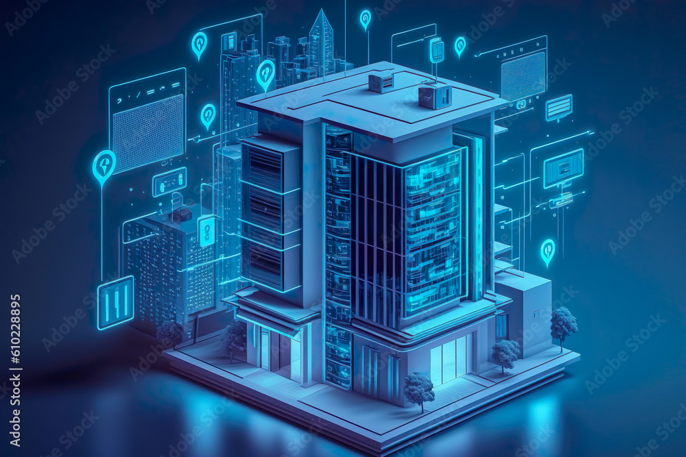 Poster modern smart home systems of smart building , the smart home is isolated background , created with g