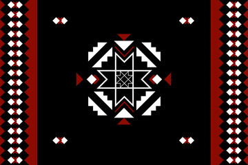 Slavic motif geometric ethnic seamless pattern. Native Russian, Polish, Hungarian, Serbian style. Design for clothing, carpet, fabric, wallpaper, home decor, textile, texture, throw pillows, wrapping. - obrazy, fototapety, plakaty