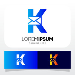 Letter K Initial Email Message Logo Design Vector Icon Graphic Emblem Illustration 