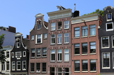 Fototapeta premium Amsterdam Nieuwe Herengracht Canal Historic House Facades, Netherlands