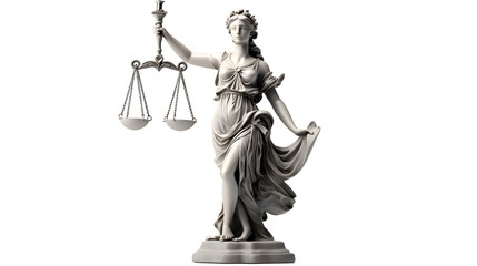 Fototapeta na wymiar Lady Justice Blindfolded with Scales - Symbol of Fairness on Transparent Background PNG