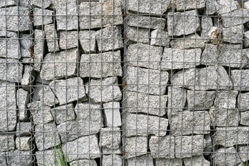 Gabion Stone Fence, Retaining Wall Gabion Baskets, Stones in Wire Mesh, Modern Garden Gravel Border