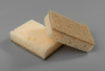 Natural Sponge on Grey, Eco Brown Sponges, Eco Friendly Hygiene Accessory, Scotch Brite Dishwasher