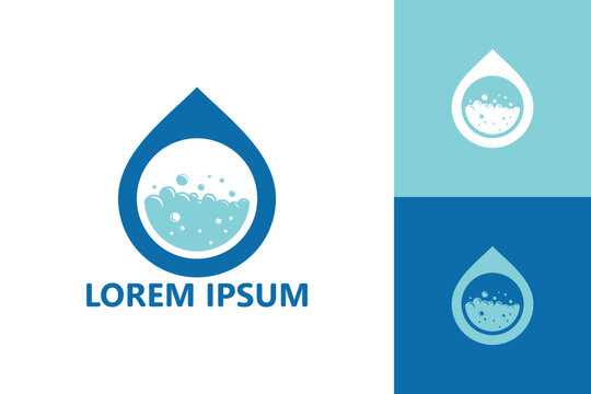 Water drop laundry logo template design vector