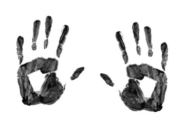 Black palm or hand print isolated on white