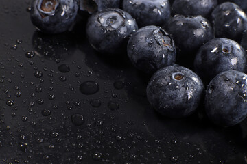 Ripe blueberry macro background closeup. copy space for text