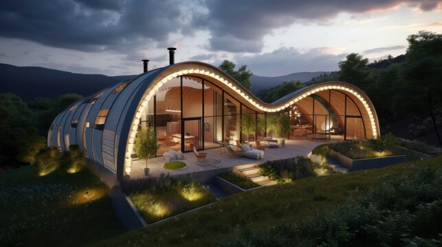 Energy-Generating Eco-House - A Sustainable Living Solution. Postprocessing Generative AI.