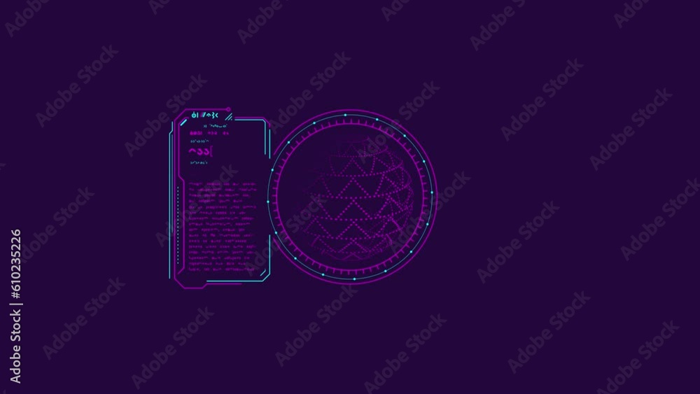 Poster detail for creating interfaces with text frame and dotted sphere.
