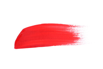 red cosmetic product brush stroke swipe sample isolated on white