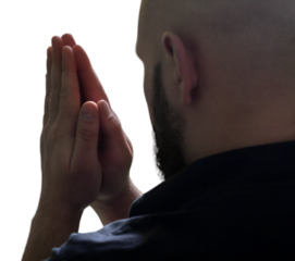A Christian hand with open palm praying
