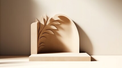 Podium Backdrop Product Photography Beauty Cosmetic Fashion Wood Marble Leaves	