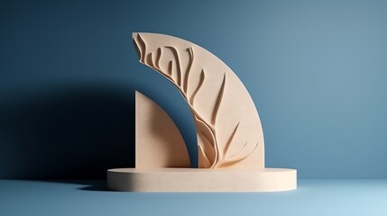 Podium Backdrop for E-commerce, Product Photography Beauty Cosmetic Fashion Wood Marble Leaves