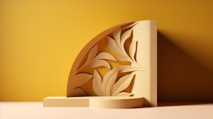 Podium Backdrop for E-commerce, Product Photography Beauty Cosmetic Fashion Wood Marble Leaves	
