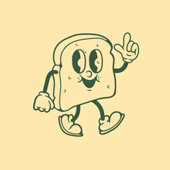 Vintage character design of sliced bread