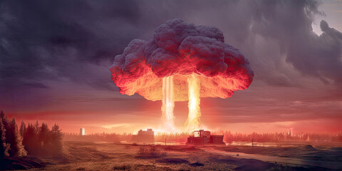 Fictional Illustration of a Nuclear Explosion Wallpaper Background Generative AI Digital Art Journal 