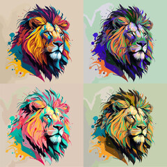 lion pastel color art, vector illustration of animals, pop art © Niktar_design