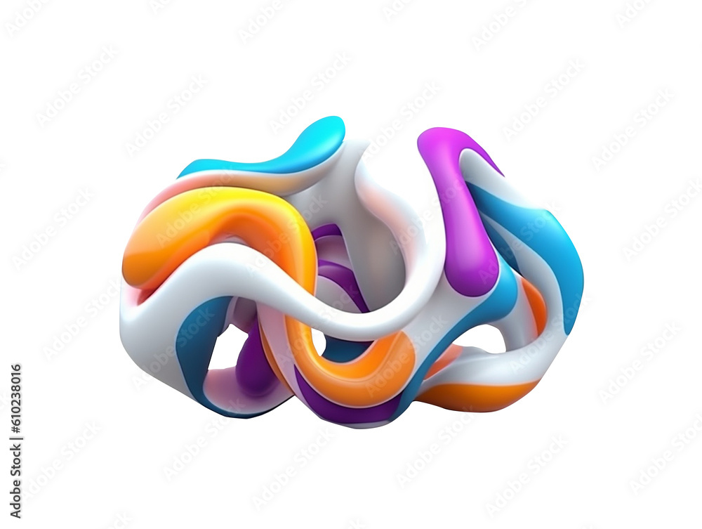 Aufkleber abstract futuristic colorful shape, 3d render. generative ai