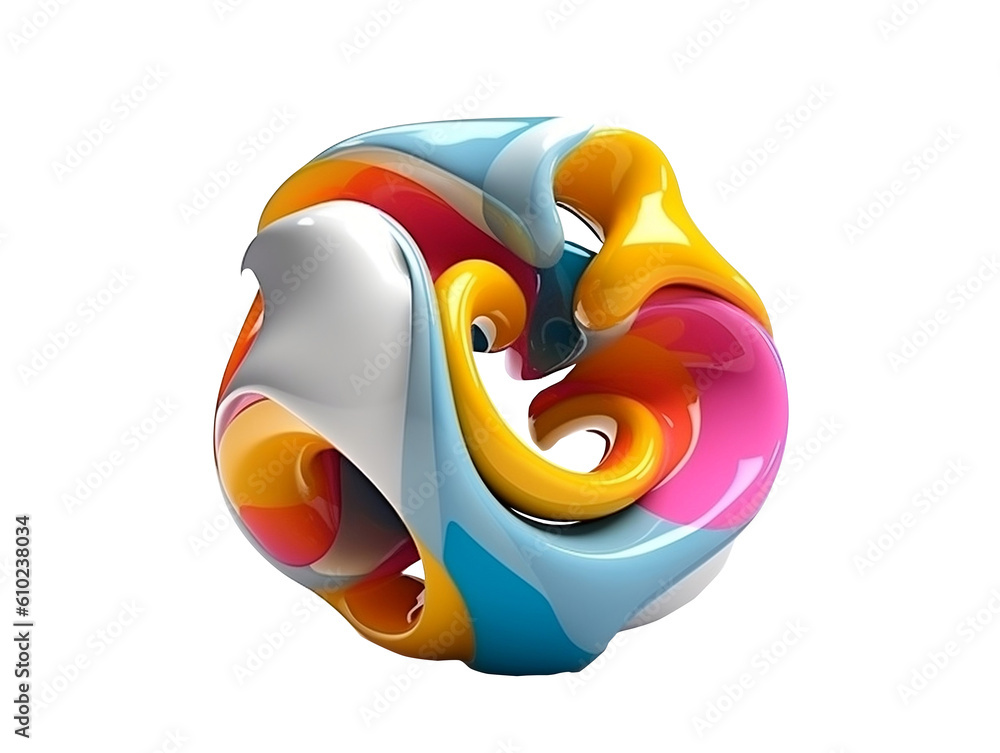 Poster futuristic abstract colorful shape, 3d render. generative ai