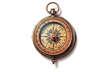 antique compass isolated on white background