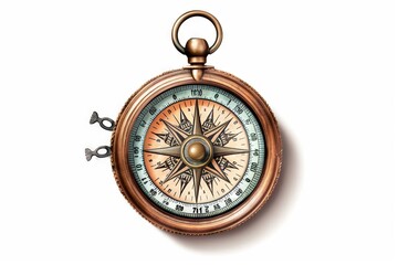 antique compass isolated on white background