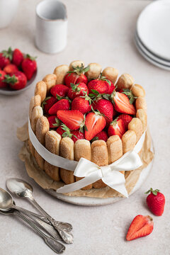 charlotte aux fraises fait maison boudoir g&acirc;teau