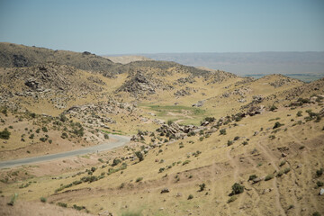 Fototapeta na wymiar top the mountain view in uzbekistan