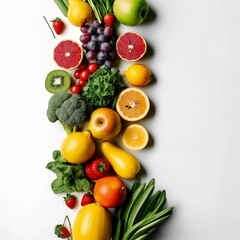 Naklejka na ściany i meble Healthy Food Fruits and Vegetables. Generative AI