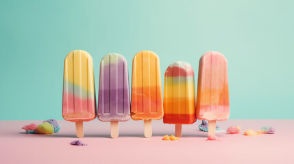colorful popsicle background ai generative