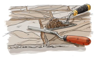 sketch of pointing a patio