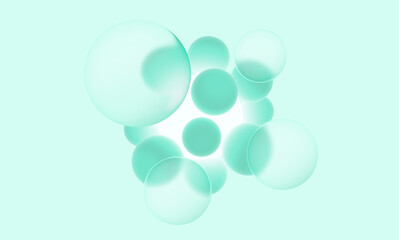 Abstract 3d glassmorphism background design with geometric spheres. Wallpaper, background for business presentations.