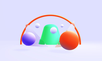 Abstract 3d glassmorphism background design with geometric spheres. Wallpaper, background for business presentations.