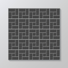 Apron faience texture. Subway tile. Architecture brickwall. Seamless brick wall. Black metro background. Ceramic pattern. Cement backsplash. Vector illustration. Stone surface