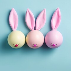 Naklejka na ściany i meble Multicolor Easter Bunny Ears, Top View. Generative AI