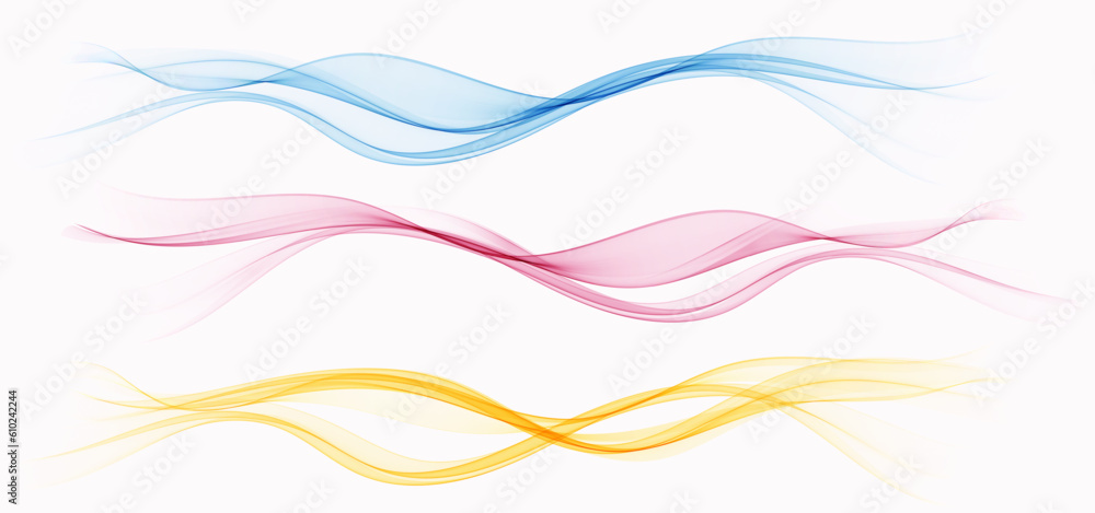 Poster flow of transparent wavy lines, abstract wave background. set of vector waves.
