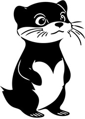 Obraz premium Graceful vector illustration of an otter black and white | Silhouette of an otter cute svg