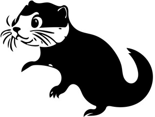 Graceful vector illustration of an otter black and white | Silhouette of an otter cute svg