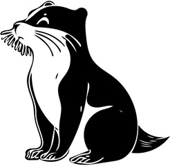 Graceful vector illustration of an otter black and white | Silhouette of an otter cute svg