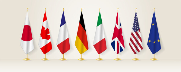 Meeting concept between Japan, Canada, France, Germany, Italy, UK, USA and EU.