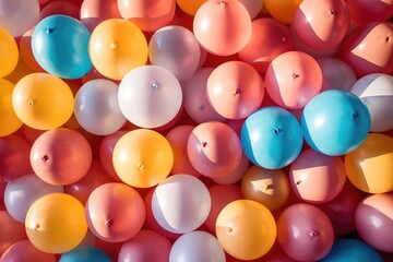 Multi-colored balloons on filled background. Holiday. Birthday.