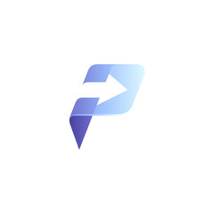 Initial P letter logo with arrow icon inside