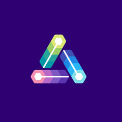 Three Rotation Triangle Engine AI Logo Design Vector