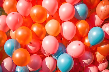 Fototapeta na wymiar Multi-colored balloons on filled background. Holiday. Birthday.