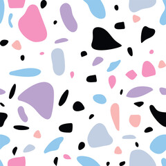 Color Polka Dot. Abstract Vector Art. Seamless Vintage Drop. Small Pattern Cool Summer. Random Spot Confetti. Seamless Background.