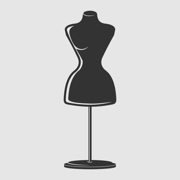 Sewing female mannequin isolated on white background. Vector illustration