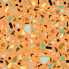 Color Polka Dot. Abstract Vector Art. Seamless Vintage Drop. Small Pattern Cool Summer. Random Spot Confetti. Seamless orange Background.