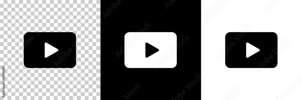 Poster play button icon. easily editable line art icon on a transparent background. multimedia player symbo