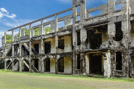 Ruins of Mile-long Barracks, on Corregidor Island in the Philippines